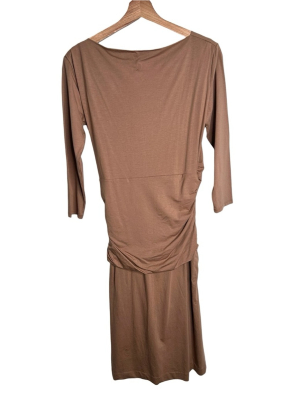 DOROTHEE SCHUMACHER FASCINATING DRAPES SHIRT DRESS Light Mocha Shaping Medium - Picture 6 of 7